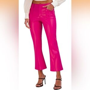 NWT- BCBGeneration Women's Faux Leather Pink Flare Leg Pants Size: L